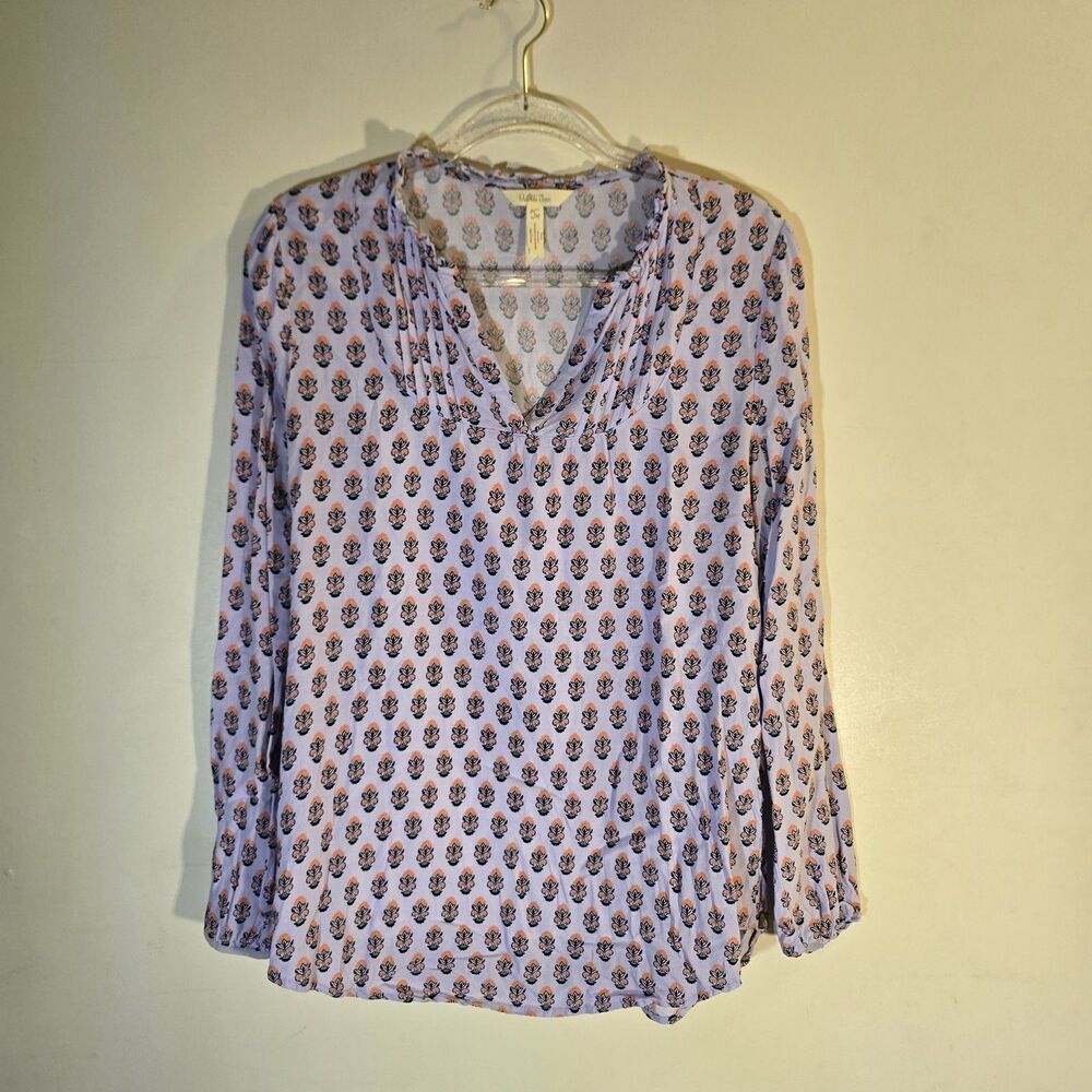 Matilda Jane Womens Blouse Size L Light Purple Designs Long Sleeve Top